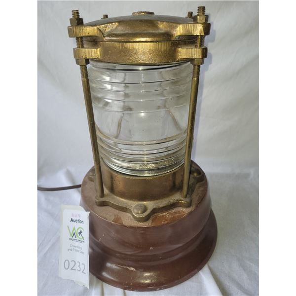 Brass & Wood Electric Lamp A
