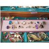 Image 24 : Wood Jewelry Box & Costume Jewelry A