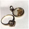 Image 1 : 14 K Gold Ring & Pendant With Gold Flakes A