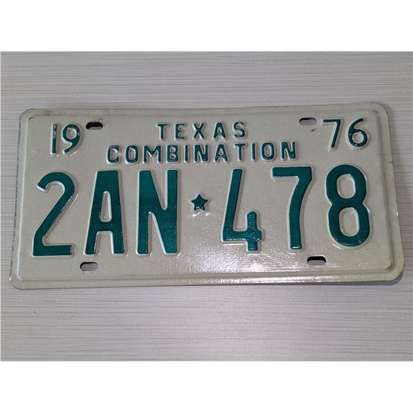 1976 TEXAS Combination License Plate