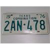 Image 1 : 1976 TEXAS Combination License Plate