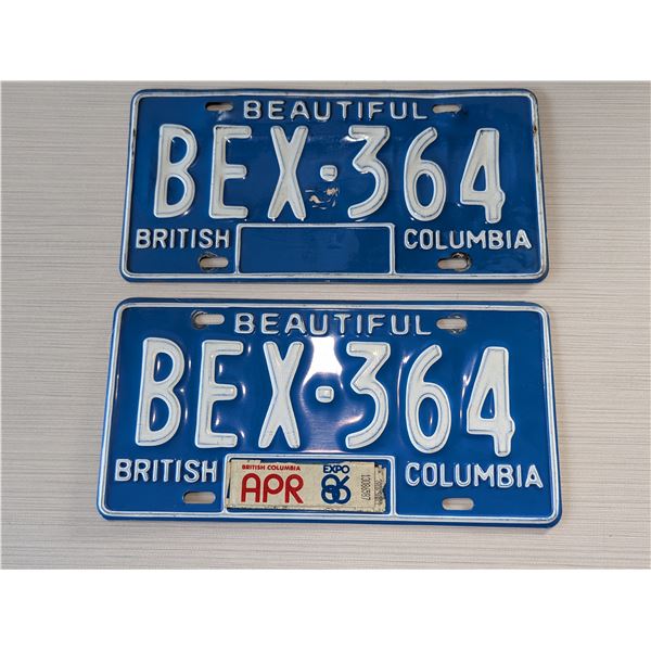 BC 1986 BC License Plate