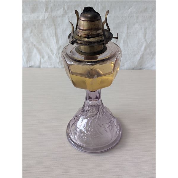 ANTIQUE Kerosene Oil Lamp ( Purple glass)