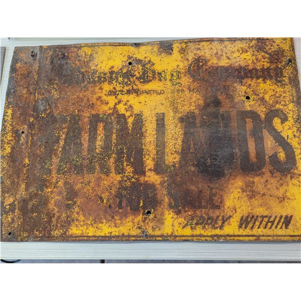 ANTIQUE Hudson Bay Farmlands For Sale sign