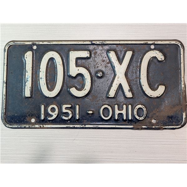 1951 OHIO License Plate