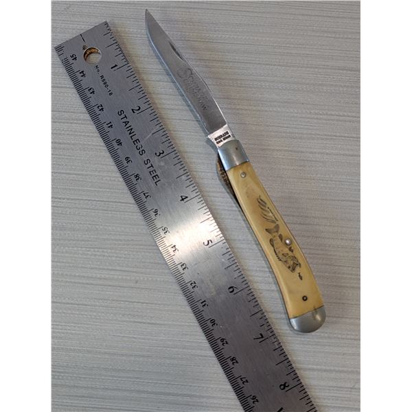 VINTAGE SCHRADE SCRIMSHAW Fishing Knife.