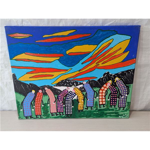 FOLK ART by Ron Smallwood titled "Lean On Me""