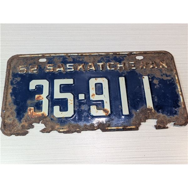 1962 SASKATCHEWAN LICENSE PLATE