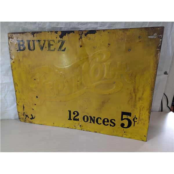 ANTIQUE Pepsi-Cola sign 27.25" x 19"