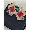 Image 2 : VINTAGE MULTICOLOUR SWAROVSKI CRYSTAL Clip-on Earrings