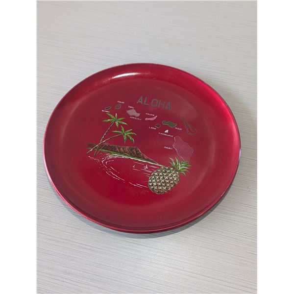 VINTAGE RED ALOHA HAWAIIAN 10.5" PLATE