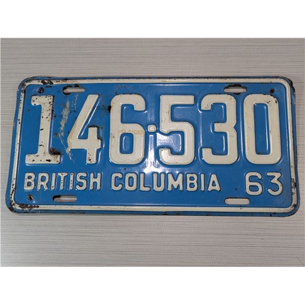 1963 BEAUTIFUL BRITISH COLUMBIA License Plate