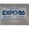 Image 1 : EXPO 86 VANCOUVER BRITISH COLUMBIA LICENSE PLATE