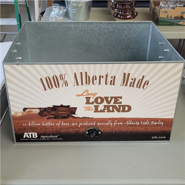 Large Galvanized Long Love This Land Alberta Beverage Bucket New with Drain