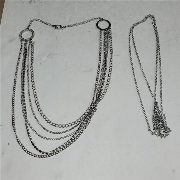 5 Strand with Rhinestone Necklace & 2 Strand with Tassle Necklace