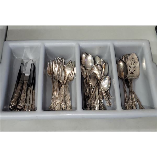 Restaurant Cutlery Tray with 63 Pieces of Roger Bros Vintage Cutlery
