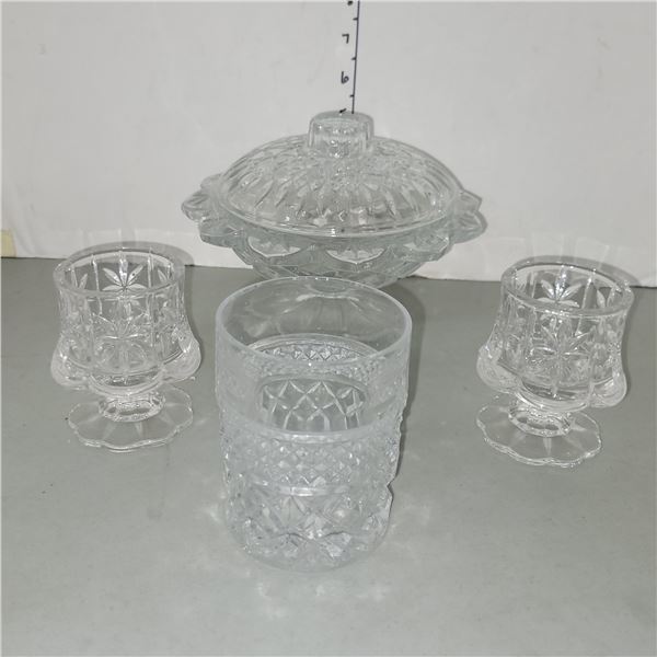 Lot of Vtg Glassware and 1 Cyrstal Old Fashion Glass