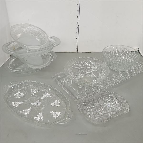 Mixed Glass and Cut Glass Serving Pieces