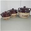 Image 1 : 3 Piece Stoneware Canister Set - Coffee, Sugar, Flour