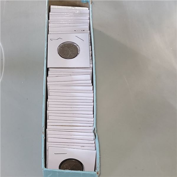 Box of Britain 50 x 10 Pence Coins, 1 x 5 Pence, 1 x 2009 Canada Penny