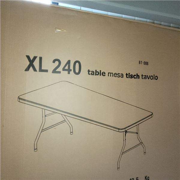 New in Box Grey Plastic Collapsible Table - XL 240 | 8' x 30"