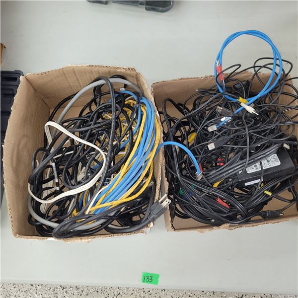 2 Boxes of Various Cords - Some ends have been cut