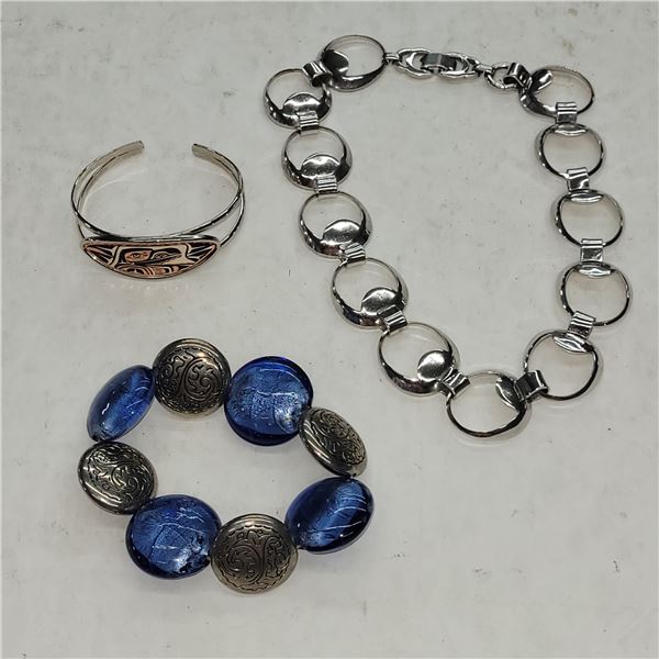 Lot of Costume Jewellery - West Coast Haida Cuff Bracelet, Sperry Necklace, Bracelet
