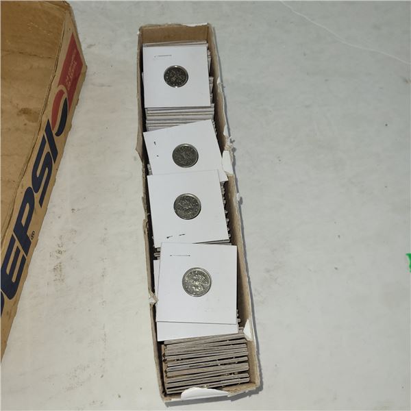 Long Box w/ 91 Britain Pence Coins - Varioius Years