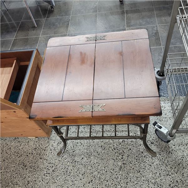 2 Tier End Table w/ Hide-Away Storage Area