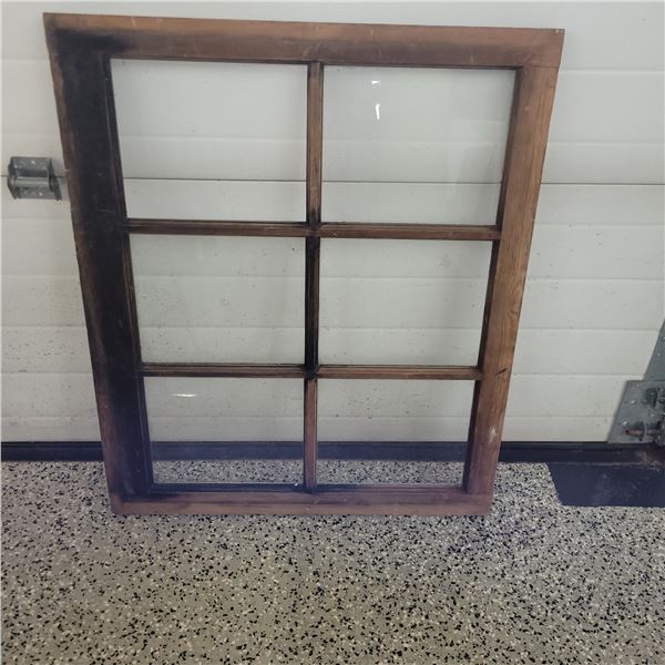 Old Wooden 6 Pane House Window - Missing 1 glass pance