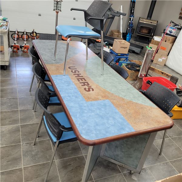 Usher 8 Foot Sturdy Boardroom Table on Wheels & 8 Chairs