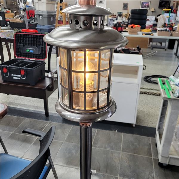 Standing Brushed Chrome and Copper Outdoor Accent Lighting - Dimming Feature