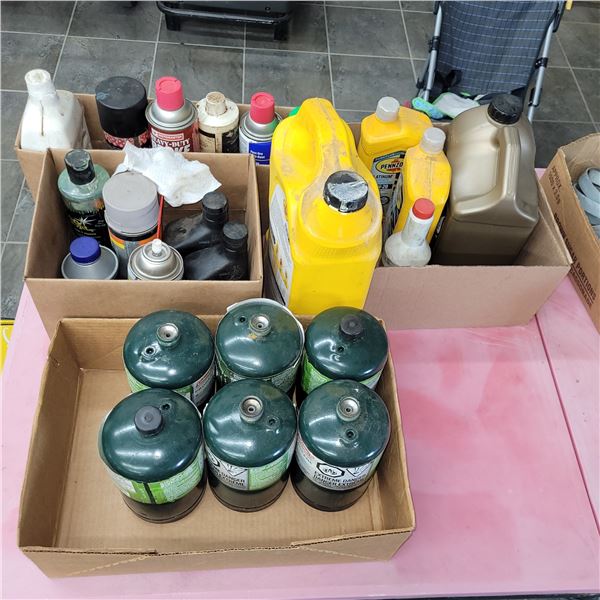 Nice Lot of Shop Oils, Lubricants, Chemicals, Propane Bottles - No Shipping