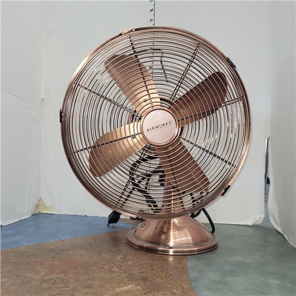 Brushed Copper Airworks 3 Speed Tabletop Fan - Working