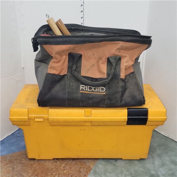 Ridgid Tool Bag w/ Contents + Yellow Tool Box with Sockets
