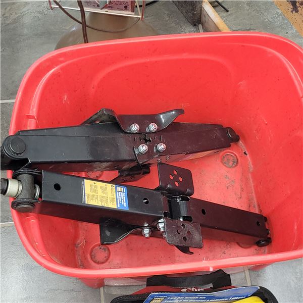 Red Tote w/ 2 Piece Heavy Duty Scissor Jacks