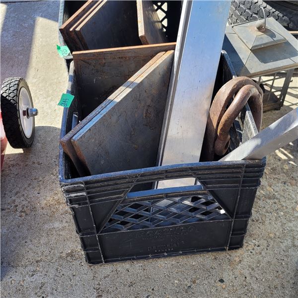 Black Milk Crate with Aluminum Strips, 12" x 1/2" Plates, Cleivs Hooks
