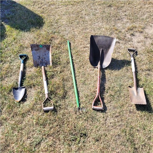 Lot of 4 Shovels & A Garden Tool!