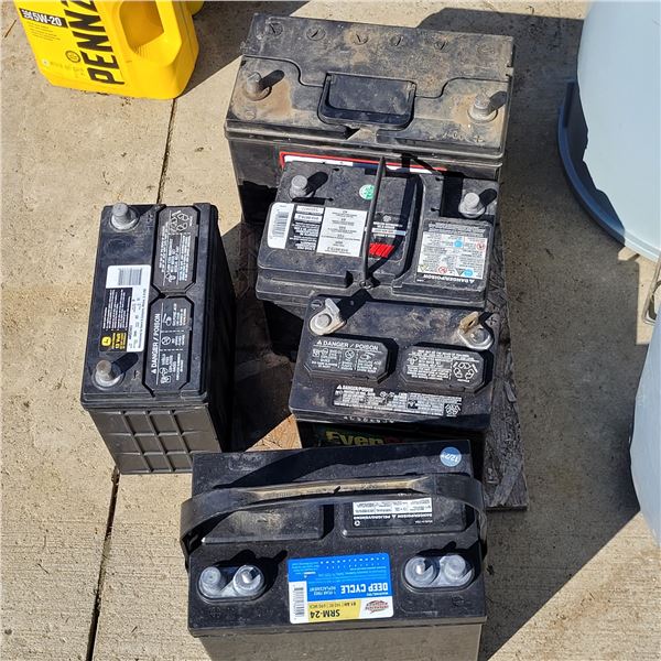 Lot of 5 Vehicle Batteries - Likely good for core deposits