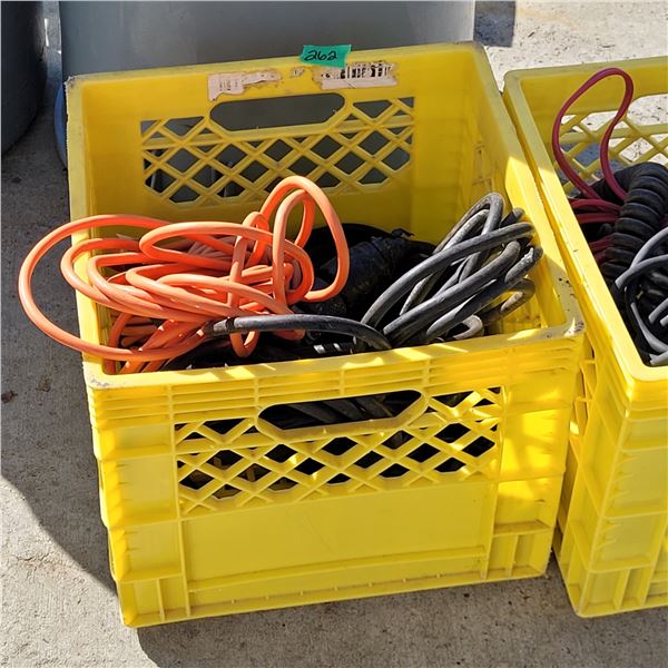 Yellow Milk Crate with 4 Extension Cords