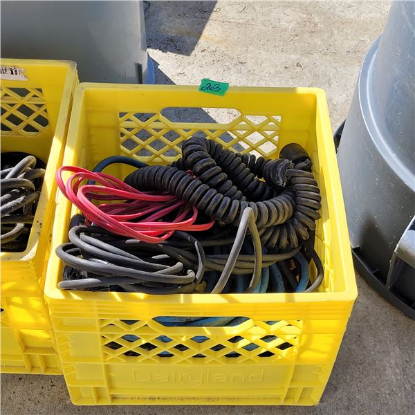 Yellow Milk Crate with 5 Extension Cords