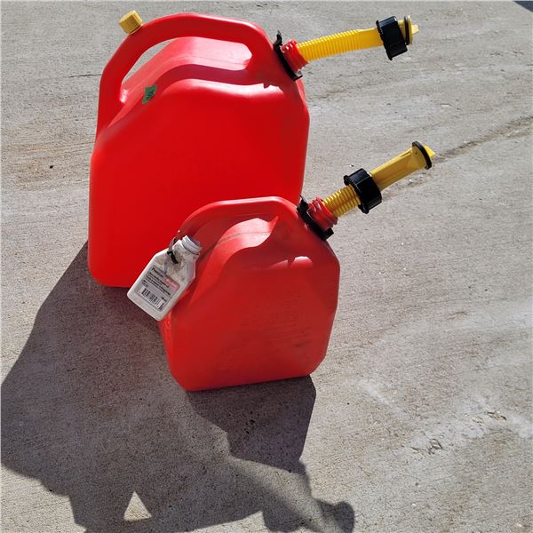 Lot of 2 Complete Gerry Cans - 5.3 Gal & 1.25 Gal