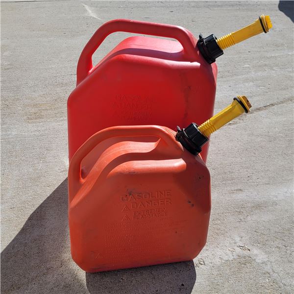 Lot of 2 Complete Gerry Cans - 25 Litre & 10 Litre