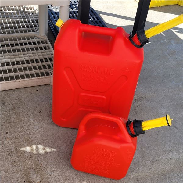 Lot of 2 Complete Gerry Cans - 5 Litre & 20 Litre