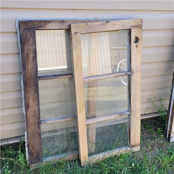 Lot of 2 Vintage 3 Pane Wooden Windows