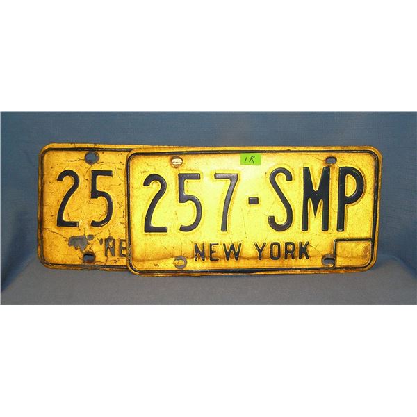 Pair of vintage NY state license plates