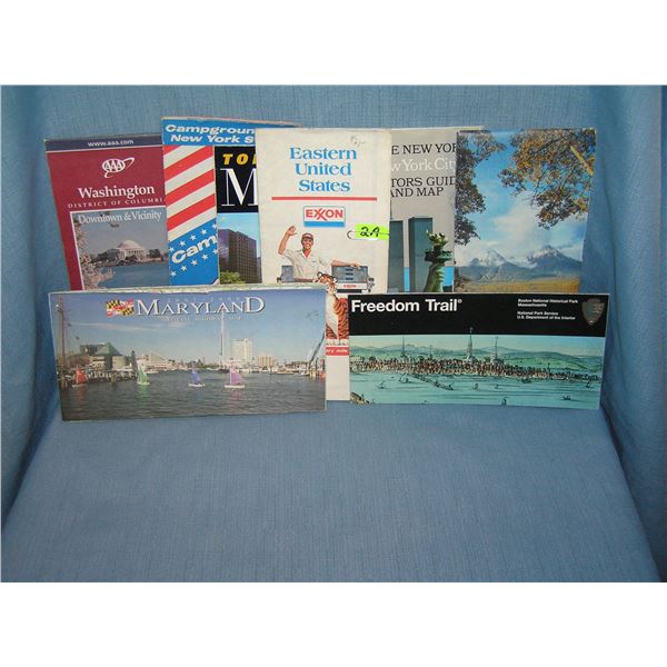Group of vintage travel maps and brochures