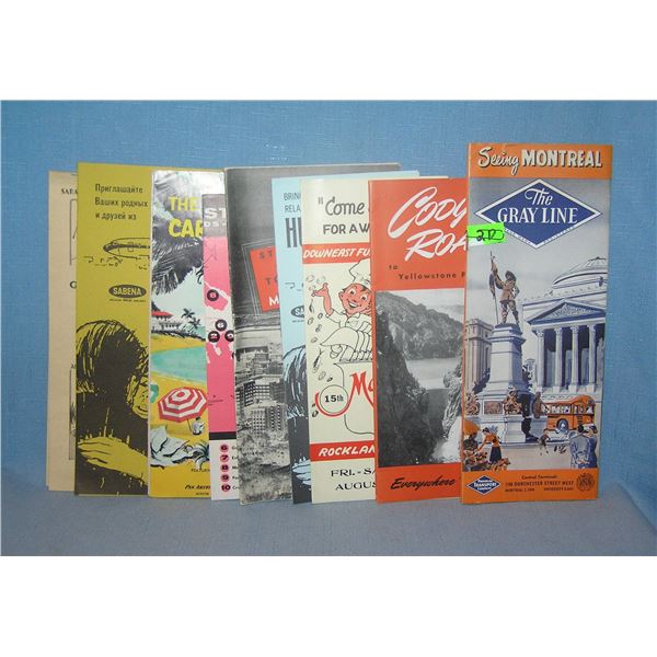 Group of vintage travel maps and brochures