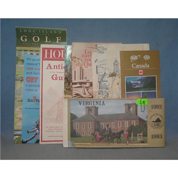 Group of vintage travel maps and brochures