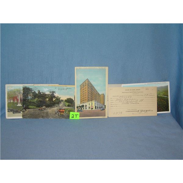 Group of vintage auto related post cards